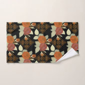 Floral Pattern Foliage Rozen op zwarte achtergrond Bad Handdoek (Handdoek)