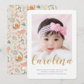 Floral Pattern Foto Birth Aankondiging (Voorkant / Achterkant)