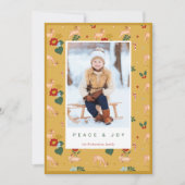 Floral Pattern-foto van Peace & Joy Yellow Reindee Feestdagenkaart (Voorkant)