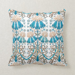 Floral Pattern French Art Nouveau Blue White Kussen