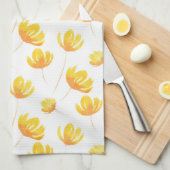 Floral Pattern gele Waterverf Theedoek (Quarter Fold)