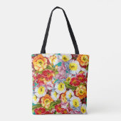  Floral Pattern  Girly Blauwgroen Primrose Tote Bag (Achterkant)