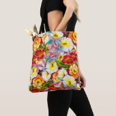 Floral Pattern  Girly Blauwgroen Primrose Tote Bag (Dichtbij)