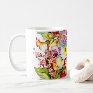 Floral Pattern  Girly White Primrose Koffiemok