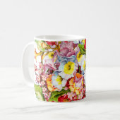 Floral Pattern  Girly White Primrose Koffiemok (Voorkant links)