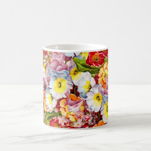 Floral Pattern  Girly White Primrose Koffiemok (Center)