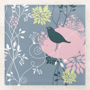 Floral Pattern Glazen Onderzetter