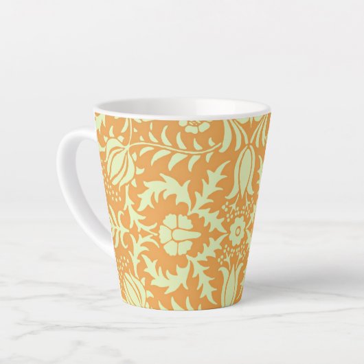Floral Pattern, gold and pastel yellow design, Latte Mok (Linkerhoek)