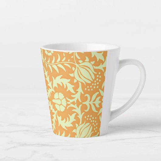 Floral Pattern, gold and pastel yellow design, Latte Mok (Rechts)