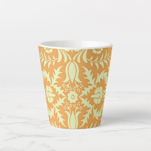 Floral Pattern, gold and pastel yellow design, Latte Mok (Voorkant)