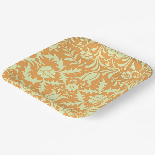 Floral Pattern, gold and pastel yellow design, Papieren Bordje (Gebogen)