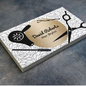  Floral Pattern Gold Circle Hair Stylist Visitekaartje