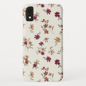 Floral Pattern Gold Grey Maroon Ditsy Case-Mate iPhone Case (Achterkant)