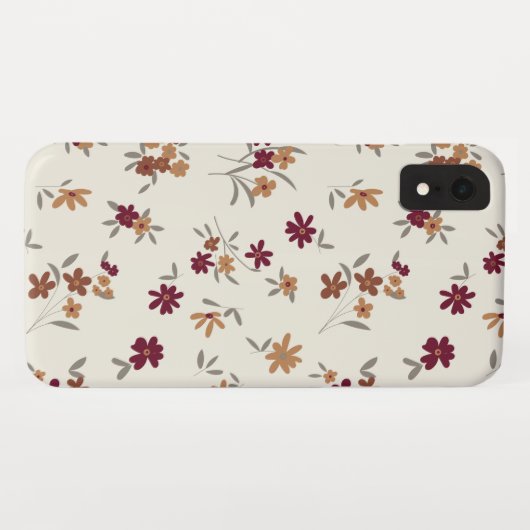 Floral Pattern Gold Grey Maroon Ditsy Case-Mate iPhone Case (Achterkant (horizontaal))