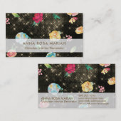 *~*  Floral Pattern Gold Sequin Glitter Visitekaartje (Voorkant / Achterkant)