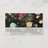 *~*  Floral Pattern Gold Sequin Glitter Visitekaartje (Achterkant)