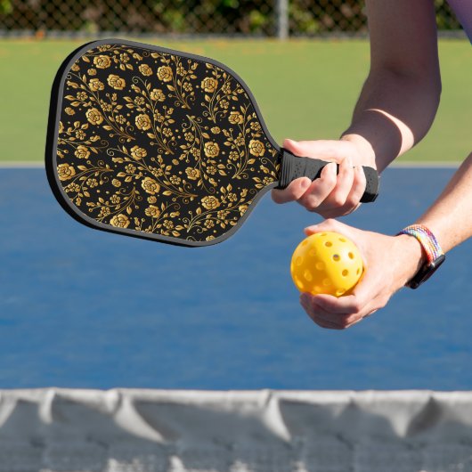 Floral Pattern Gold Wildbloemen Pickleball Paddle (Insitu)