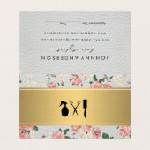 Floral Pattern Golden Bar Leather Appointment Visitekaartje (Buitenkant ongevouwen)