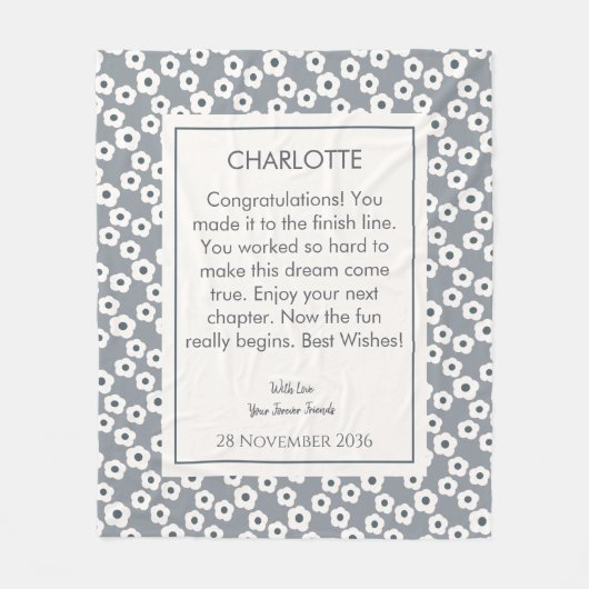 Floral Pattern Gray Personalized Retirement Gift Fleece Deken (Voorkant)
