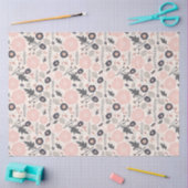 Floral Pattern Gray Pink Black Tissuepapier (Craft)