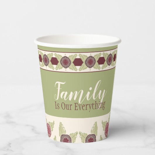 Floral Pattern Green Papieren Bekers (Achterkant)