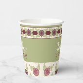Floral Pattern Green Papieren Bekers (Links)