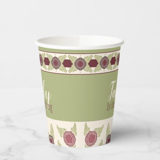 Floral Pattern Green Papieren Bekers (Links)