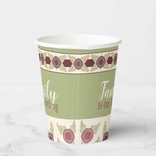 Floral Pattern Green Papieren Bekers (Rechts)