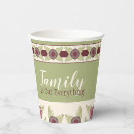 Floral Pattern Green Papieren Bekers