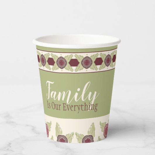 Floral Pattern Green Papieren Bekers (Voorkant)