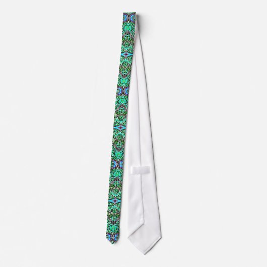Floral Pattern Green Stropdas (Achterkant)