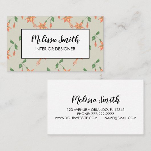 Floral Pattern Green Visitekaartje (Voorkant / Achterkant)