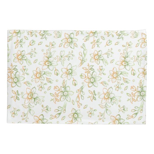 Floral Pattern Green Yellow Kussensloop (Achterkant)