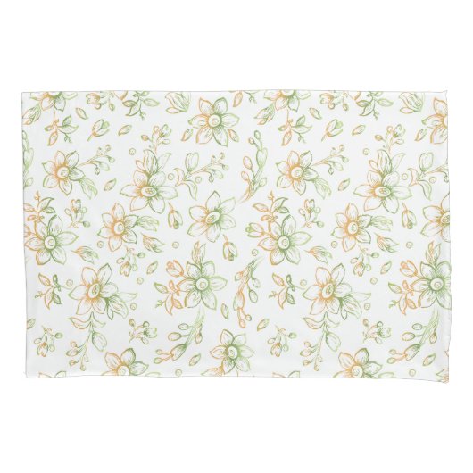 Floral Pattern Green Yellow Kussensloop (Voorkant)