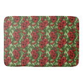 Floral Pattern Greenery Red Flowers in Full Bloom Badmat (Voorkant)