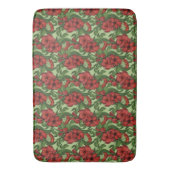 Floral Pattern Greenery Red Flowers in Full Bloom Badmat (Voorkant Verticaal)