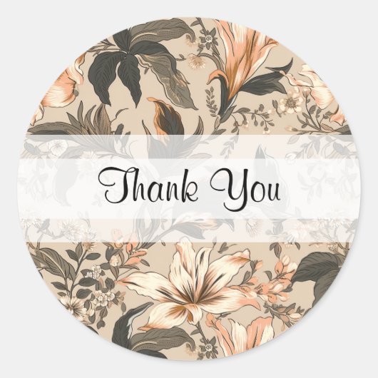 Floral Pattern Hartelijk dank voor uw ronde Stick Sticker (Voorkant)