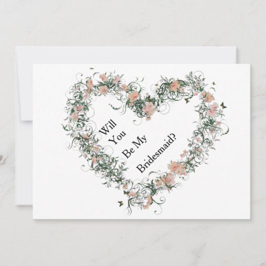 Floral Pattern Heart Will You Be My Bridesmaid Kaart (Voorkant)