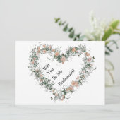 Floral Pattern Heart Will You Be My Bridesmaid Kaart (Staand voorkant)