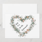 Floral Pattern Heart Will You Be My Bridesmaid Kaart (Voorkant / Achterkant)