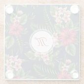 Floral Pattern Hibiscus Monogram Glass Onderzetter (Achterkant)