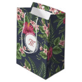 Floral Pattern Hibiscus Monogram M Gift Bag Medium Cadeauzakje (Achterkant Gekanteld)