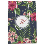Floral Pattern Hibiscus Monogram M Gift Bag Medium Cadeauzakje (Voorkant)