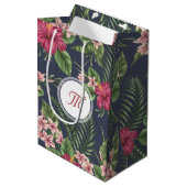 Floral Pattern Hibiscus Monogram M Gift Bag Medium Cadeauzakje (Voorkant Gekanteld)