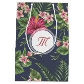 Floral Pattern Hibiscus Monogram M Gift Bag Medium Cadeauzakje (Achterkant)
