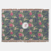 Floral Pattern Hibiscus Monogram T Blanket Deken (Voorkant)