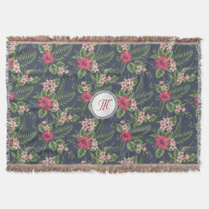 Floral Pattern Hibiscus Monogram T Blanket Deken