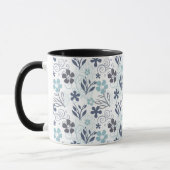 Floral Pattern in blauw en grijs Mok (Links)