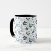 Floral Pattern in blauw en grijs Mok (Voorkant links)