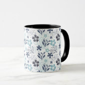 Floral Pattern in blauw en grijs Mok (Voorkant rechts)